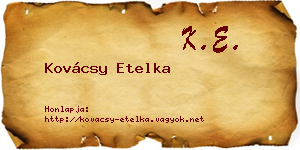 Kovácsy Etelka névjegykártya